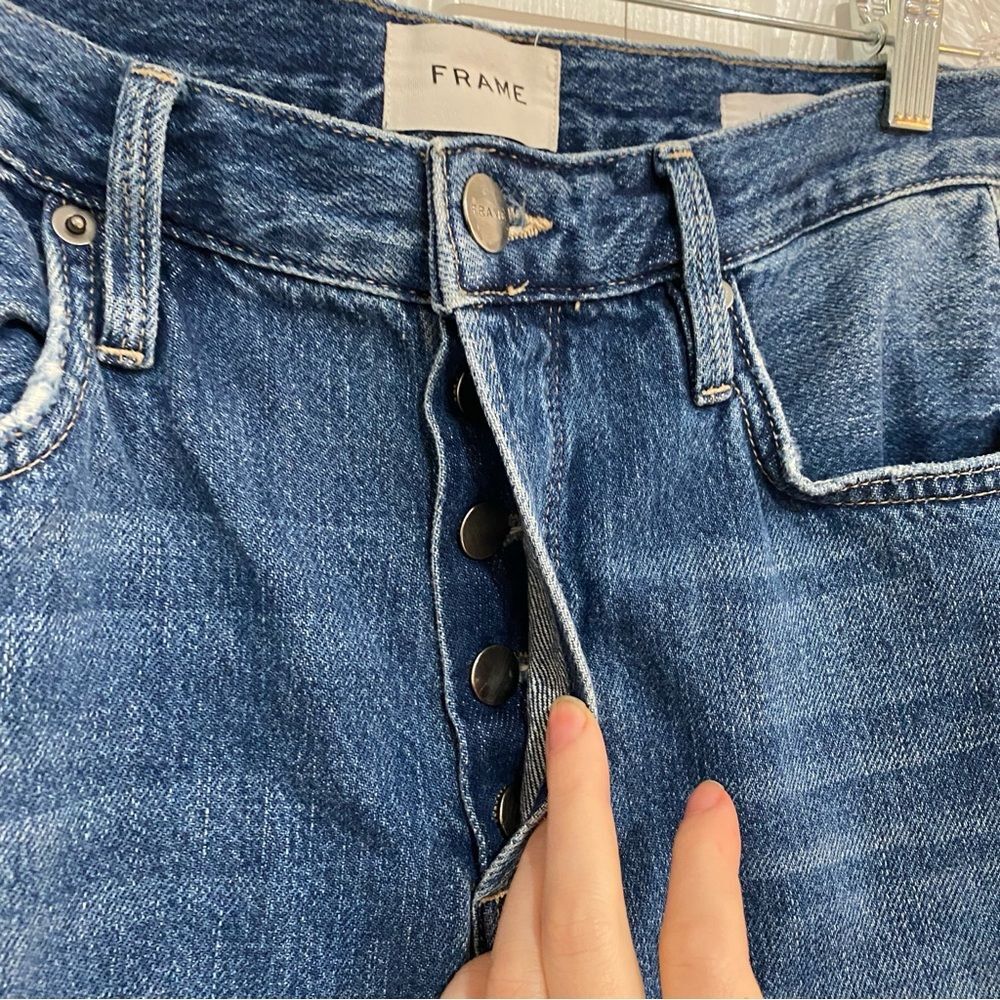 FRAME Denim Le Original Kessler Rips High rise Straight Leg sz 28 - Picture 12 of 13